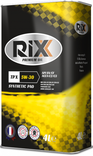 Масло моторное синтетическое RIXX TP X SAE 5W-30 API SN/CF ACEA C2/C3 4 л